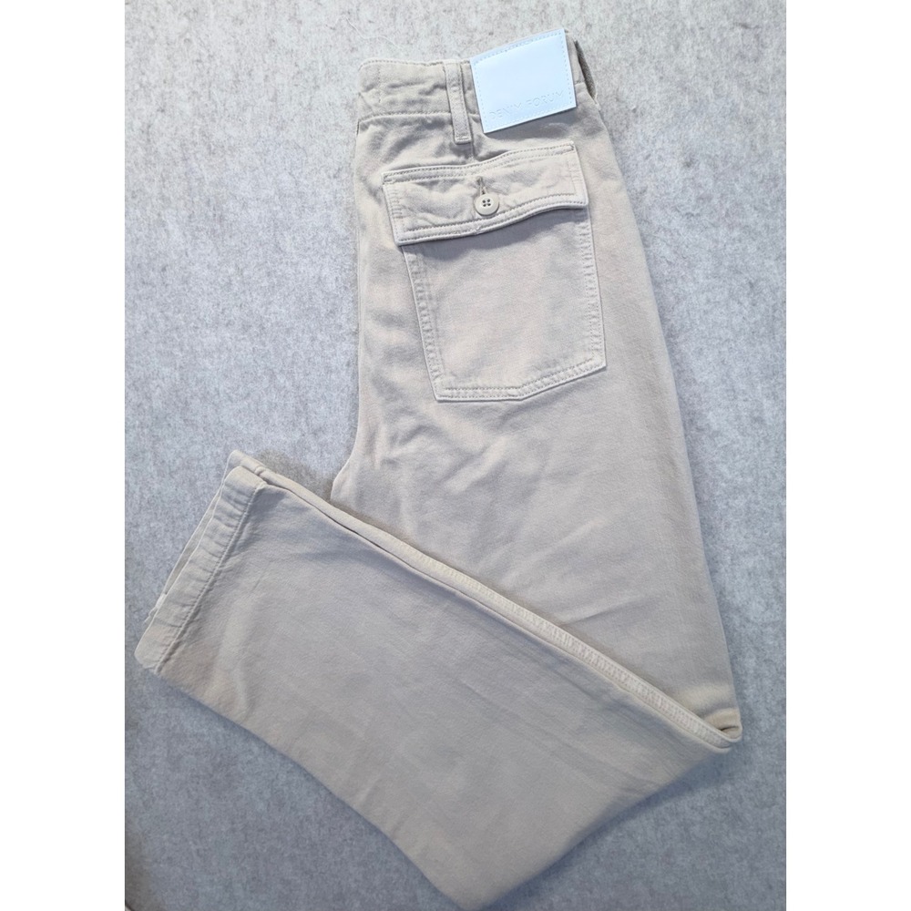 Denim Forum The '90s Utility Hi-Rise Loose‎ Pants Women 26 Beige Tan Carpenter